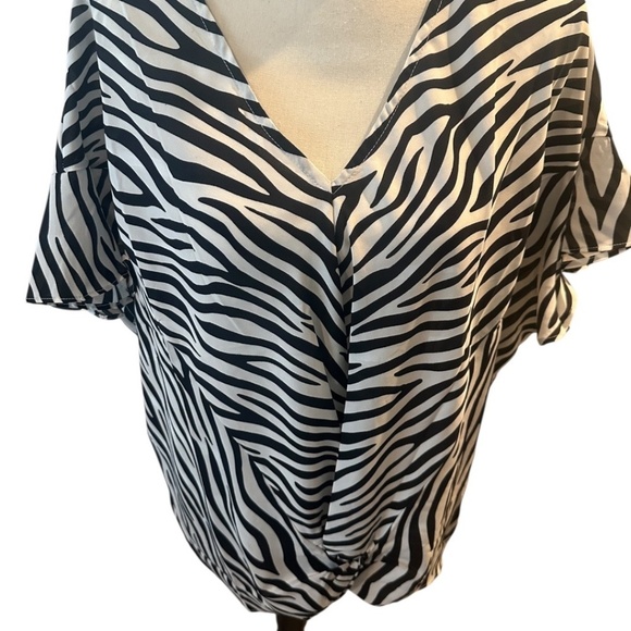 GiGiO Blouse V-neck Zebra Print Large - Picture 1 of 6